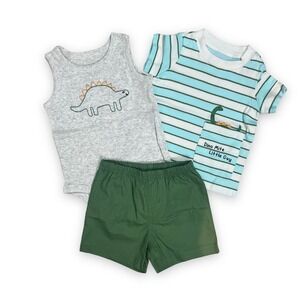 Carters casual summer outfit set, dinosaur three piece matching set